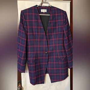 Braemar by Jeremy Scott Purple Plaid Jacket, Size 10, Pure Virgin Wool